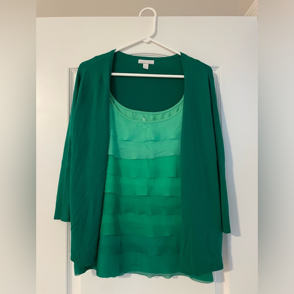 NY&Co cardigan & matching cami. S:L. 3/4 sleeve. 77%rayon23% nylon. Great cond